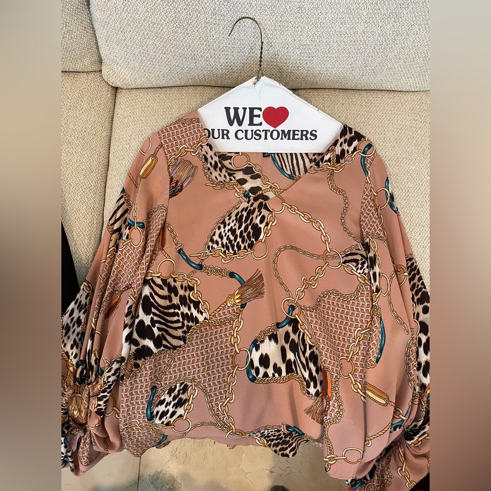 Chanel printed blouse with chain and animal print